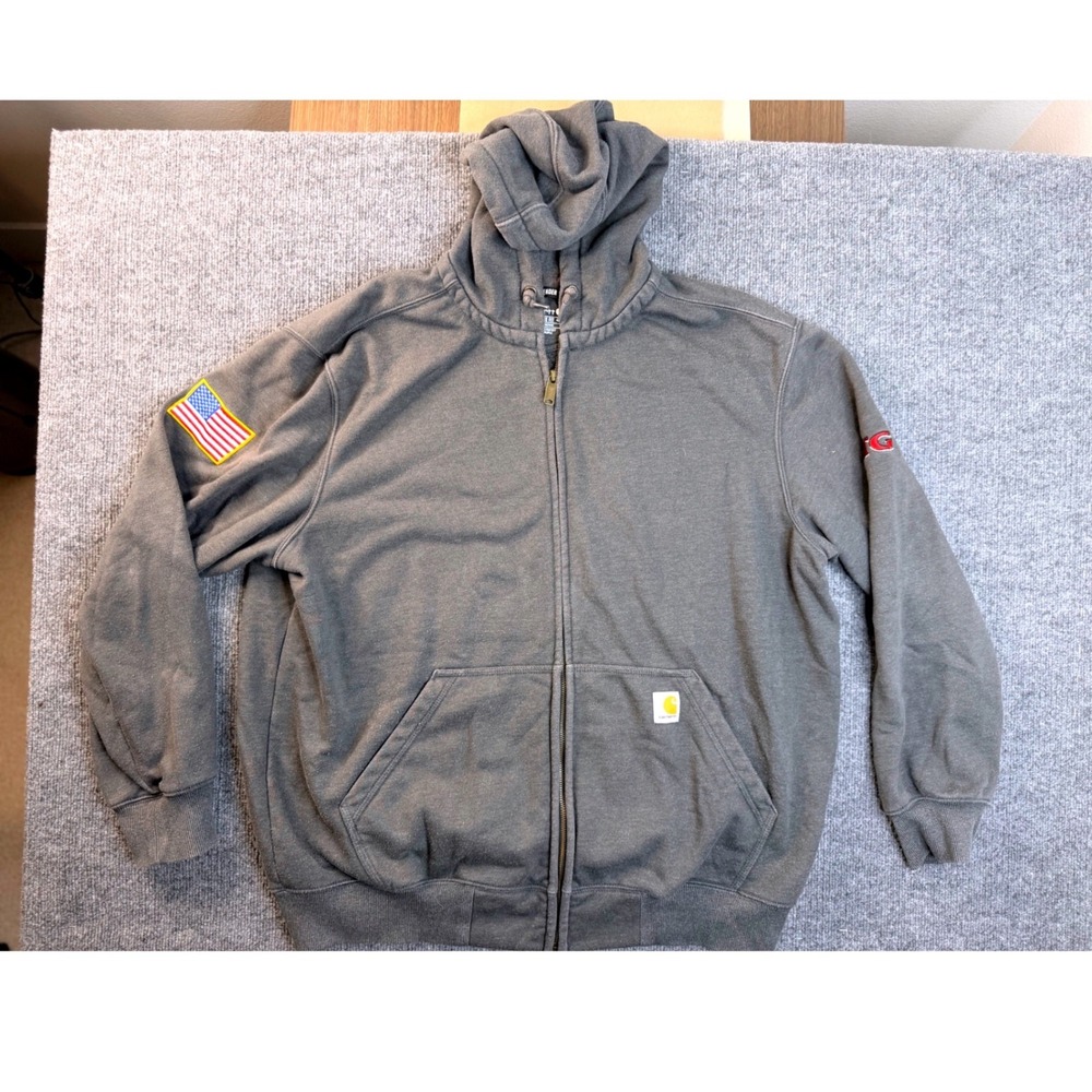 Carhartt Rain Defender Hoodie Mens XL Gray Full Zip Heavy Workwear TS0614-M